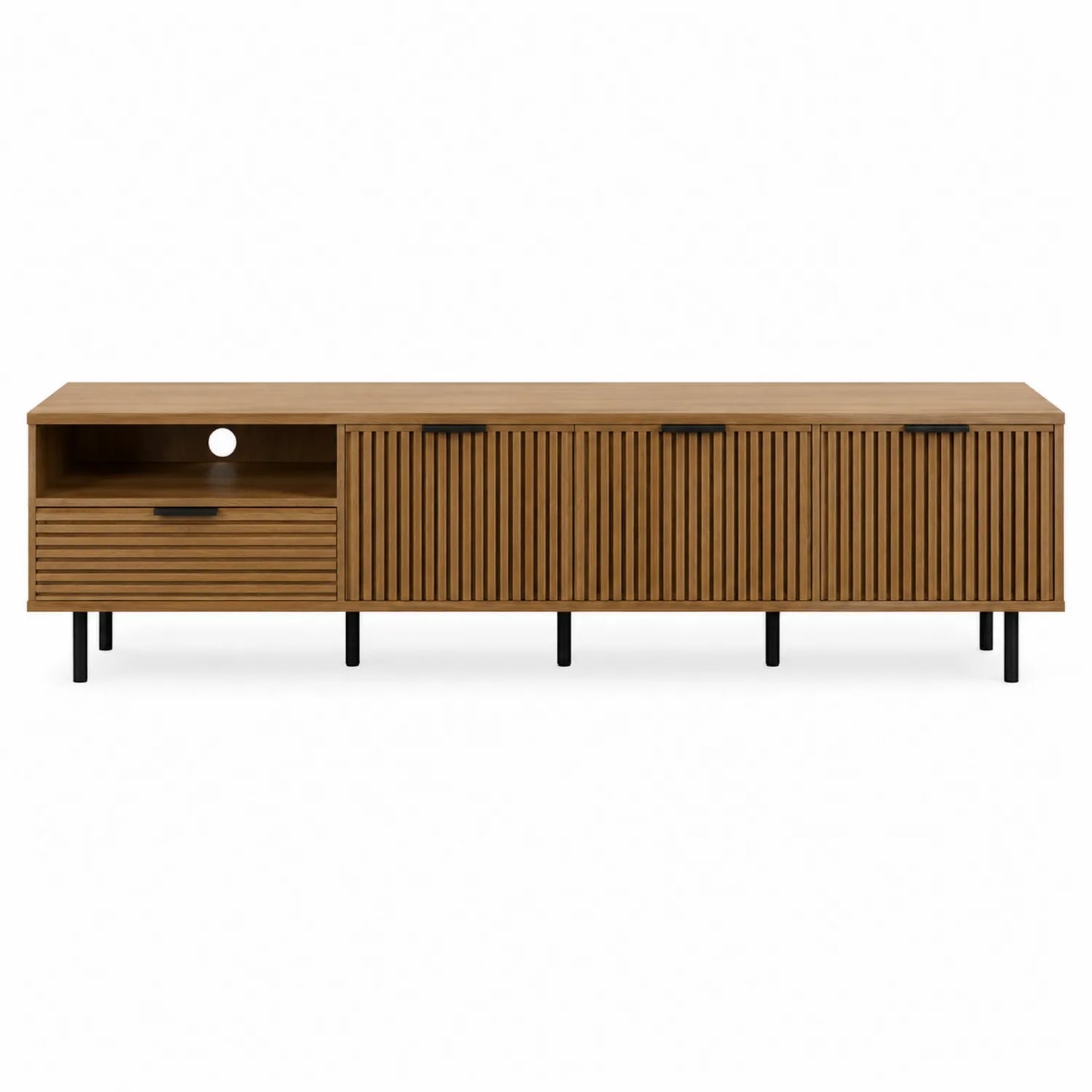 Mueble de TV de Madera con Puertas y Cajón de 180 cm Marrón