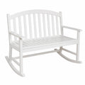 Banco mecedora de madera para exteriores blanco