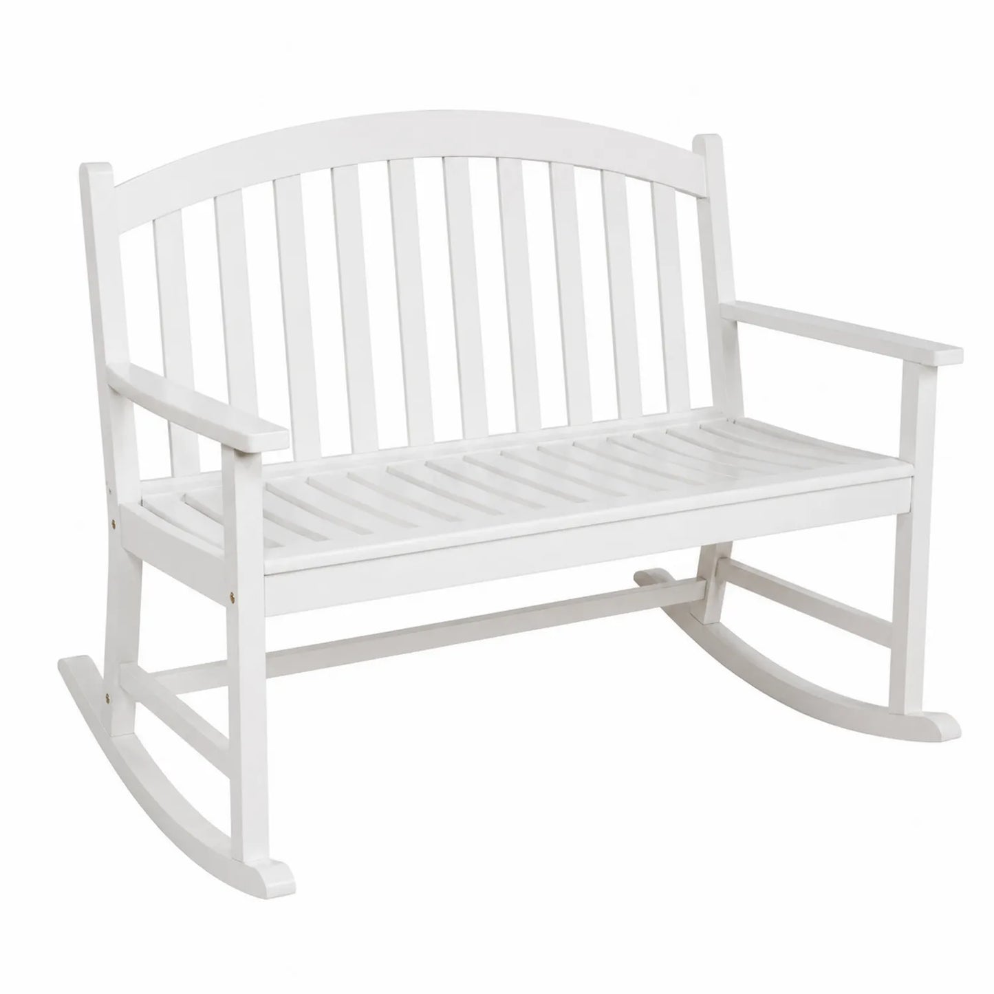 Banco mecedora de madera para exteriores blanco