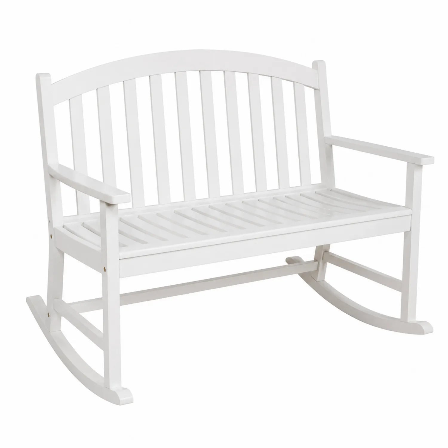 Banco mecedora de madera para exteriores blanco