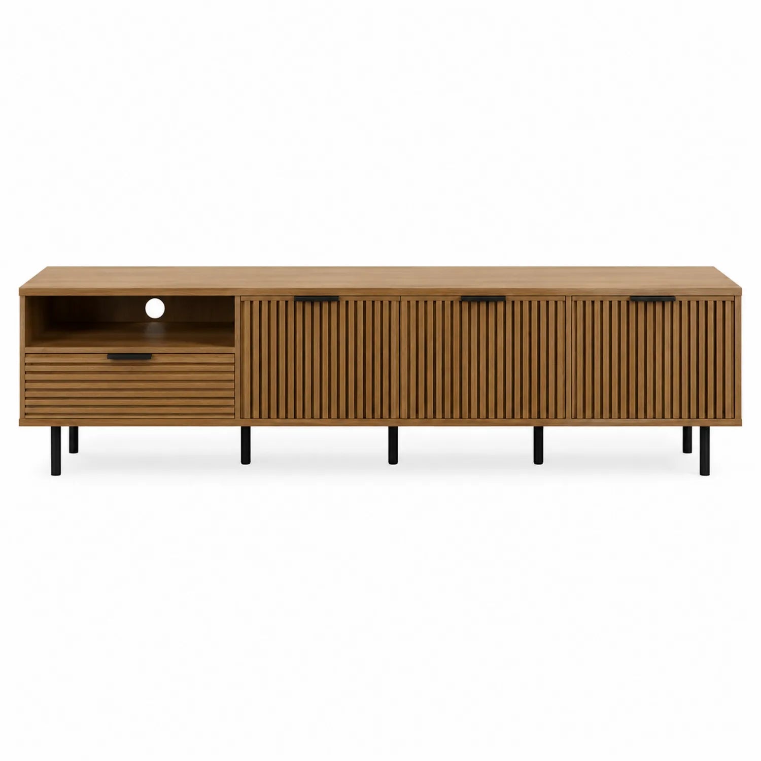 Mueble de TV de Madera con Puertas y Cajón de 180 cm Marrón