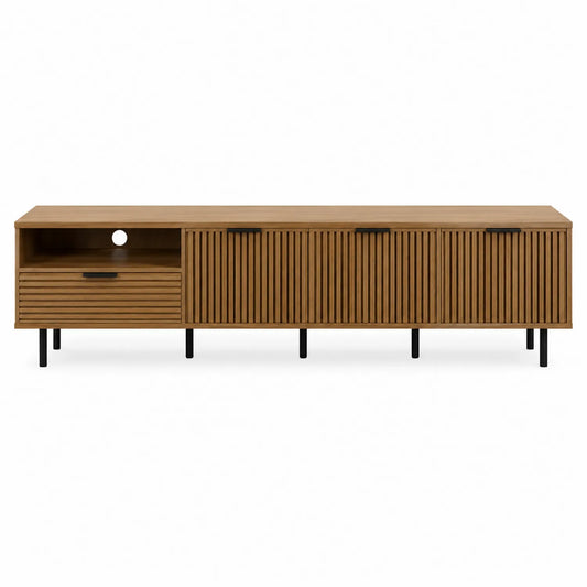 Mueble de TV de Madera con Puertas y Cajón de 180 cm Marrón