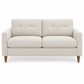 Sofá de 2 plazas de tela poliéster beige con patas de madera 150x85x80 cm