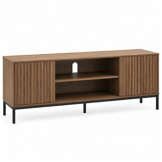 Mueble para TV de Madera de Nogal con Estructura de Acero 150x40x55 cm