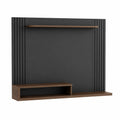 Panel de Entretenimiento de Madera MDF Negro y Nogal 120x90x20 cm
