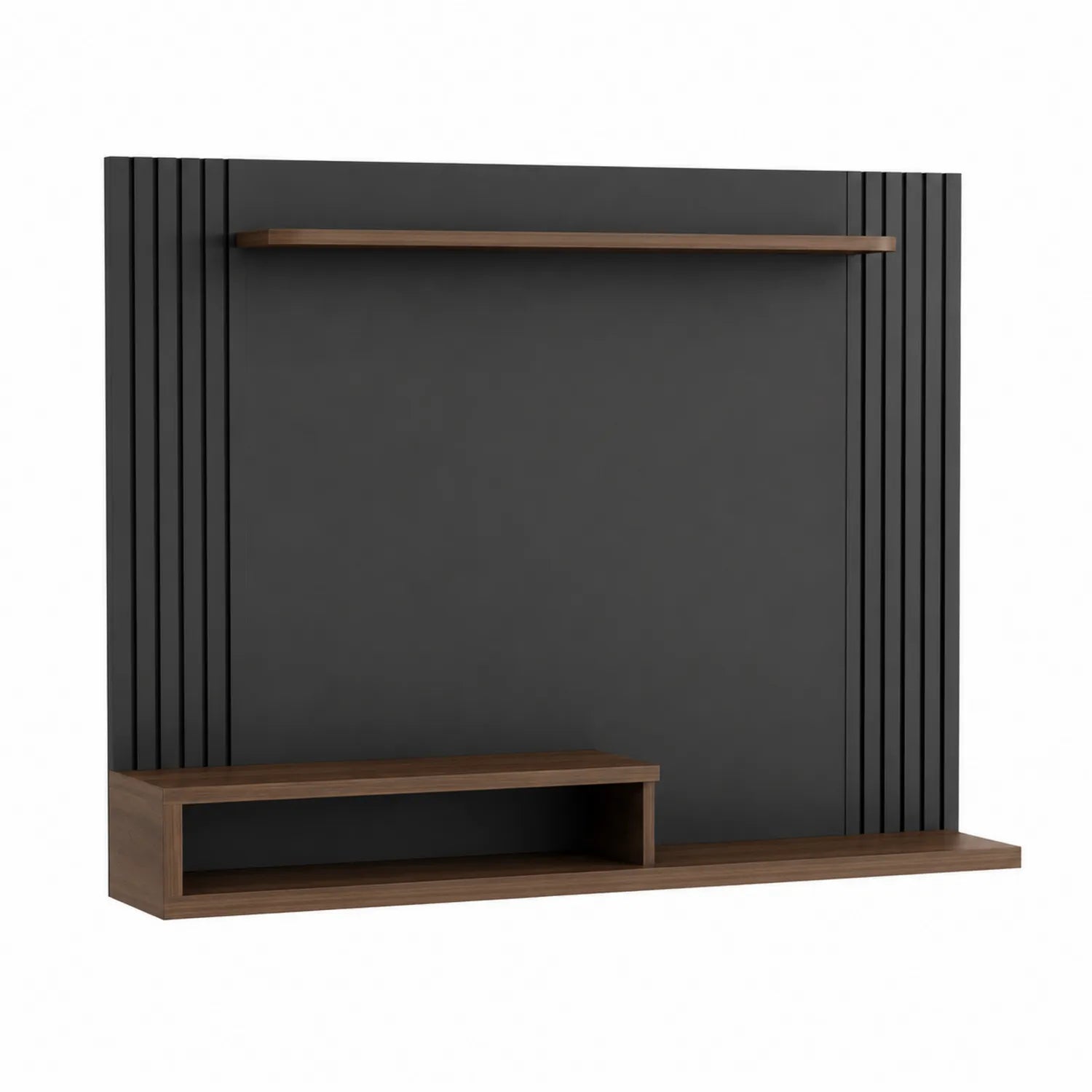 Panel de Entretenimiento de Madera MDF Negro y Nogal 120x90x20 cm