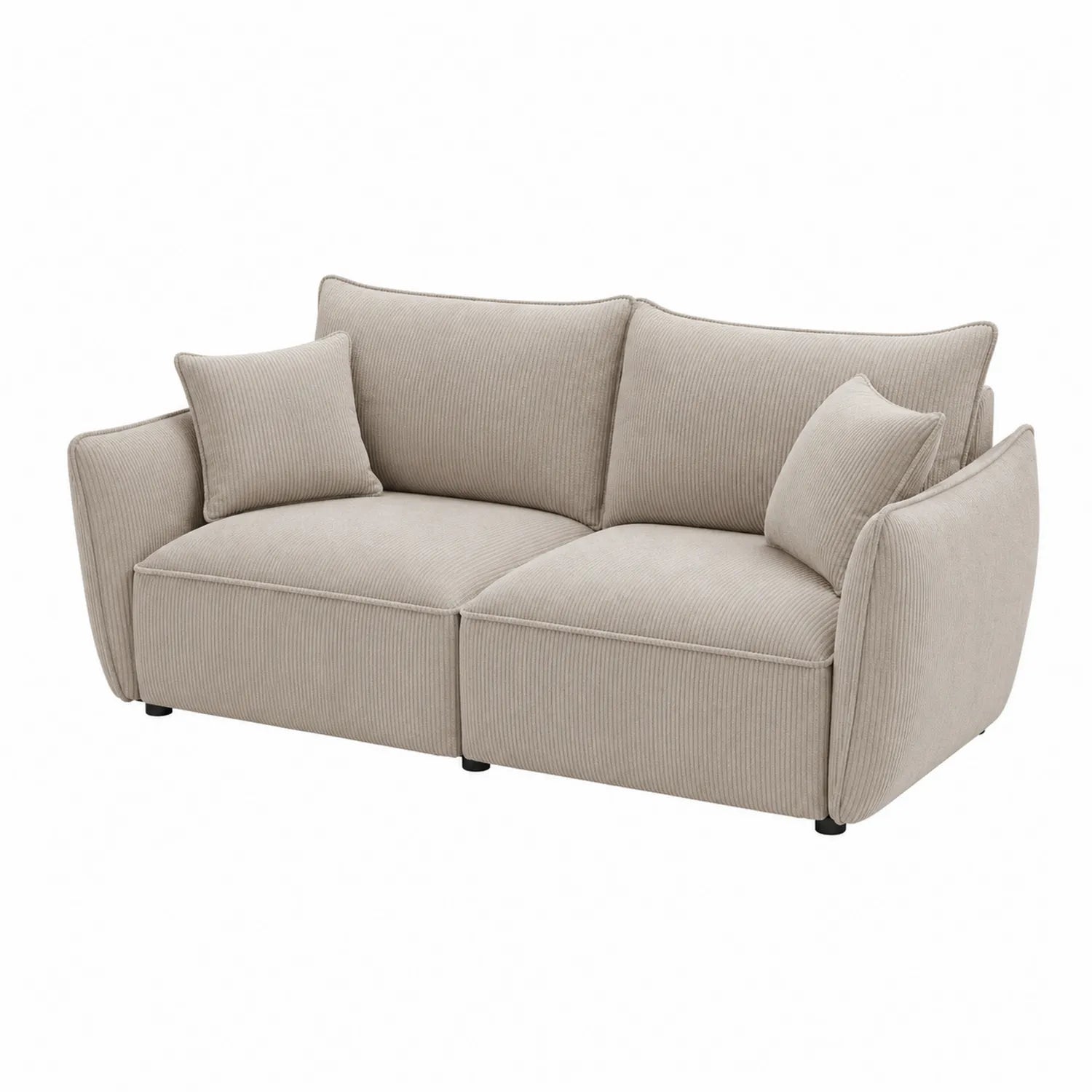 Sofá de 2 plazas de tela de pana beige 180x90x80 cm